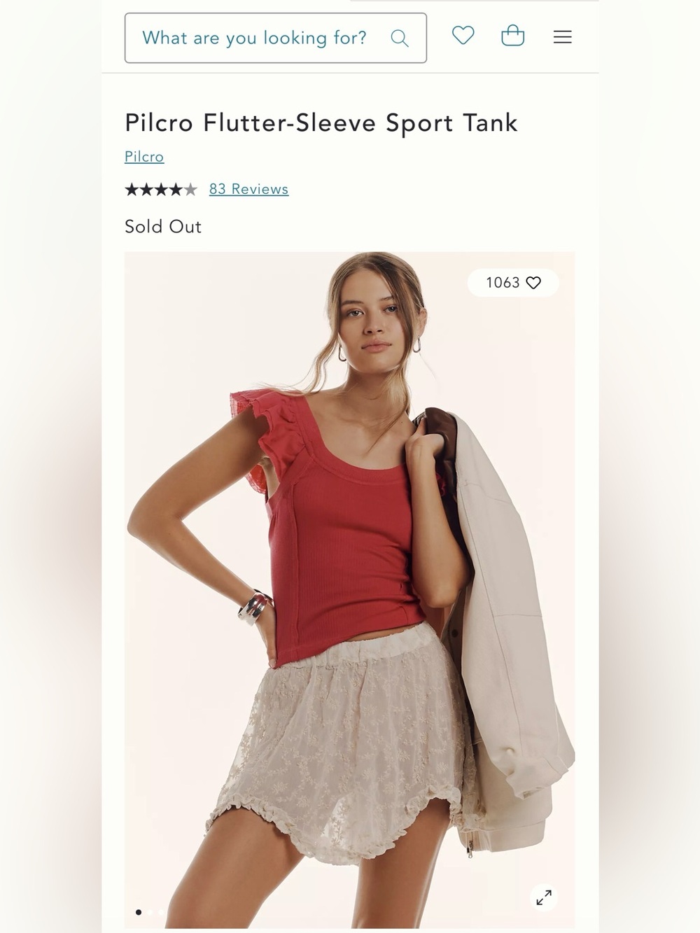 Pilcro Rust-Orange Ruffle Sleeve Ribbed Tank - Picture 7 of 8